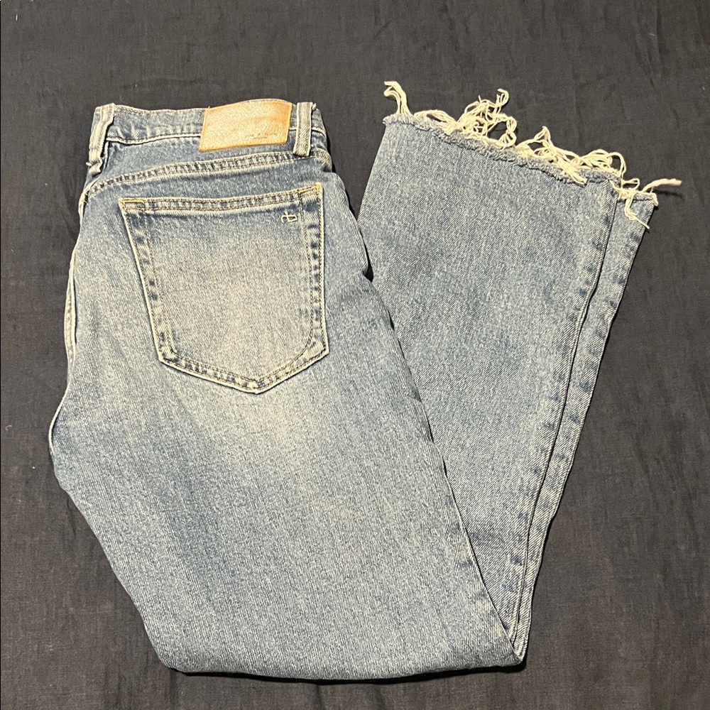 rag & bone Light Blue Frayed Hem Jeans